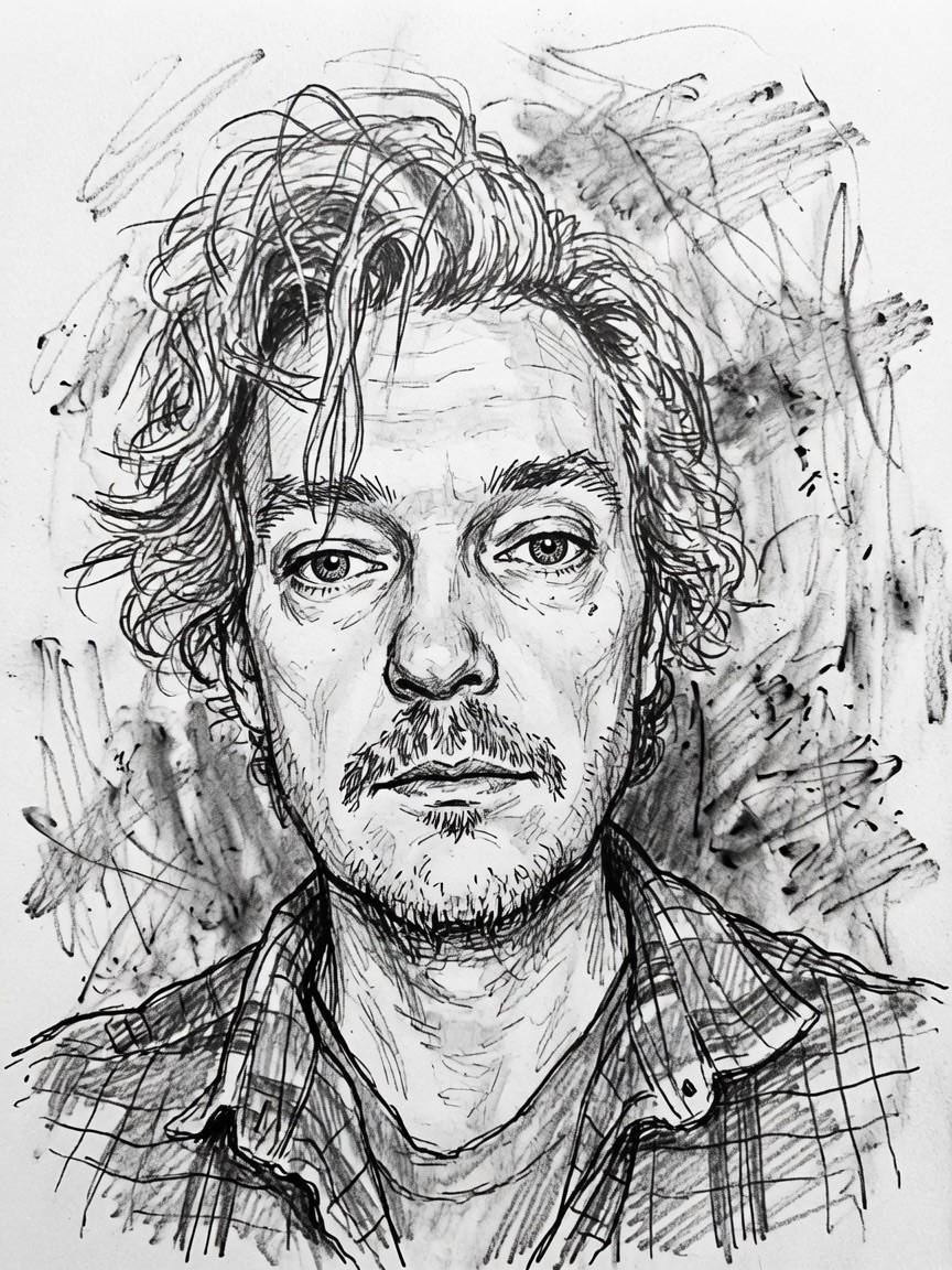 Getekend portret van kunstenaar Jasper de Langen